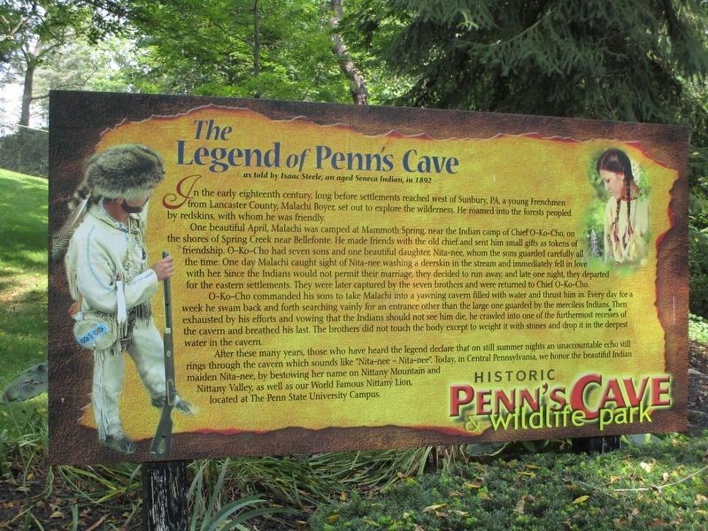 The Legend of Penn's Cave Marker. Click for full size. The Legend of Penn's Cave Marker image. Click for full size.