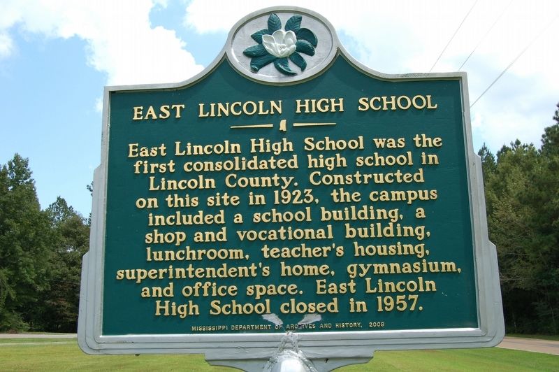 East Lincoln High School Marker. Click for full size. East Lincoln High School Marker image. Click for full size.