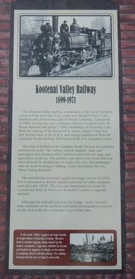 Kootenai Valley Railway Marker. Click for full size. Kootenai Valley Railway Marker image. Click for full size.