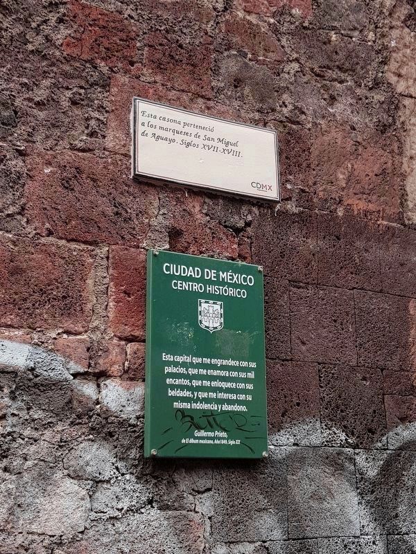 The Marquis of San Miguel de Aguayo Marker and an additional sign image. Click for full size.