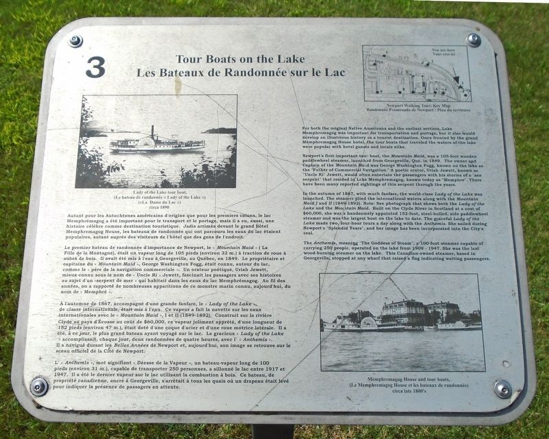 Tour Boats on the Lake / Les Bateaux de Randonne sur le Lac Marker image. Click for full size.