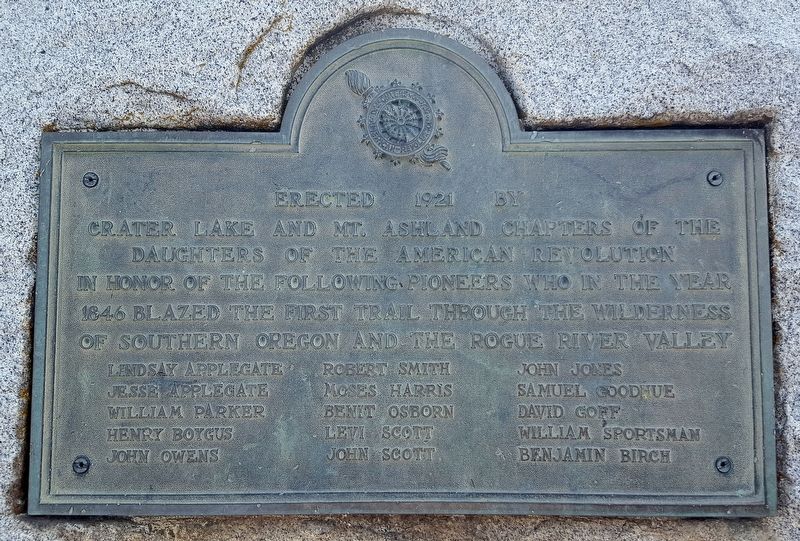 Applegate Trail Pioneers Marker. Click for full size. Applegate Trail Pioneers Marker image. Click for full size.