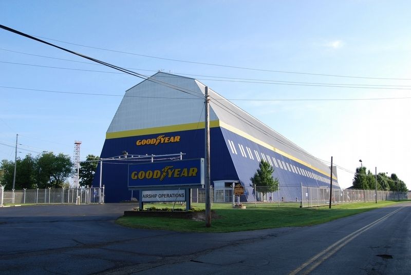 Goodyear's Wingfoot Lake Airship Hangar Marker. Click for full size. Goodyear's Wingfoot Lake Airship Hangar Marker image. Click for full size.