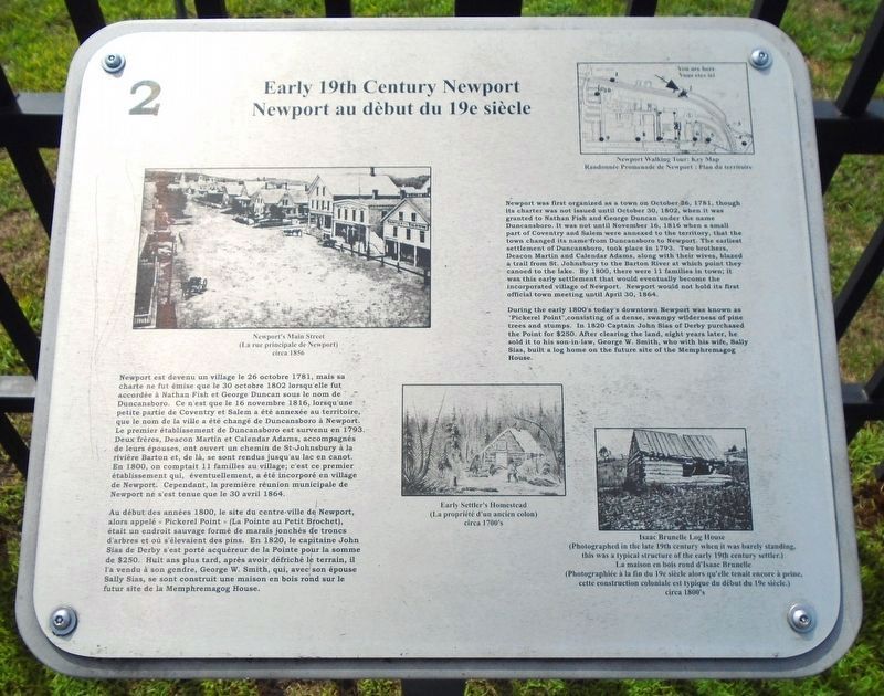 Early 19th Century Newport / Newport au dèbut du 19e siècle Marker. Click for full size. Early 19th Century Newport / Newport au dèbut du 19e siècle Marker image. Click for full size.