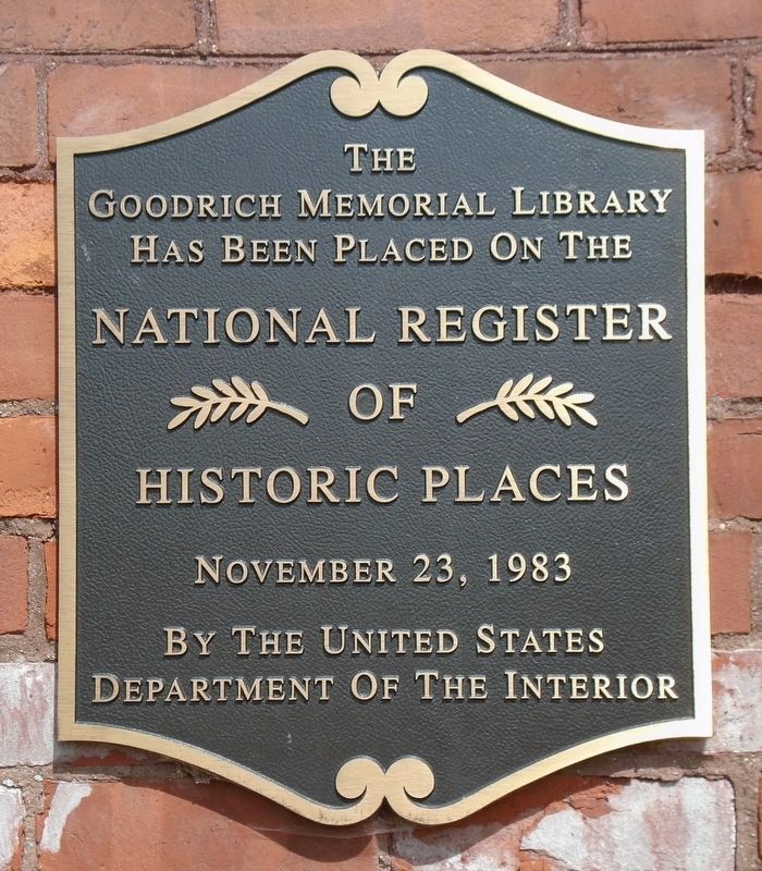 Goodrich Memorial Library NRHP Marker image. Click for full size.