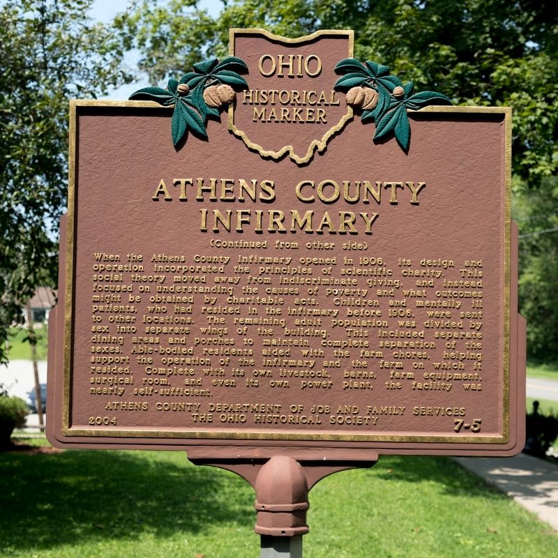 Athens County Infirmary Marker, Side Two image. Click for full size.