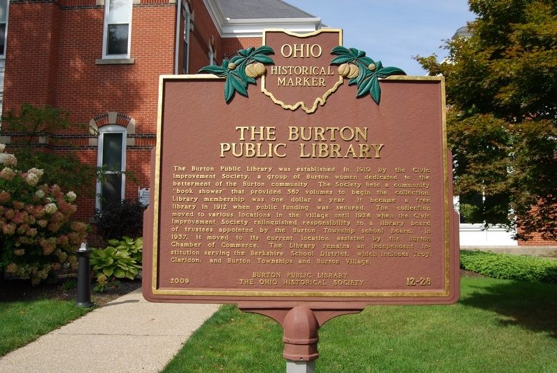 The Burton Public Library Marker image. Click for full size.