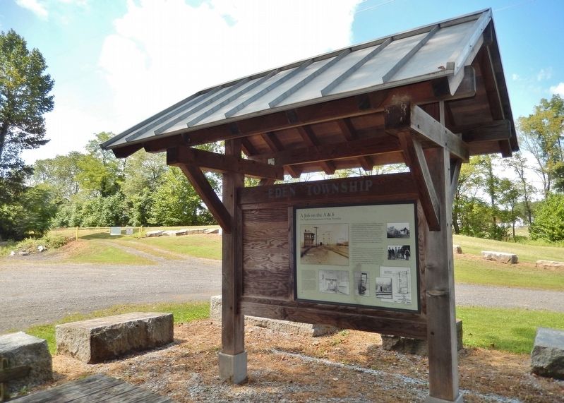 Job on the A & S Marker (<i>wide view of kiosk; looking north; trailhead parking in background</i>) image. Click for full size.