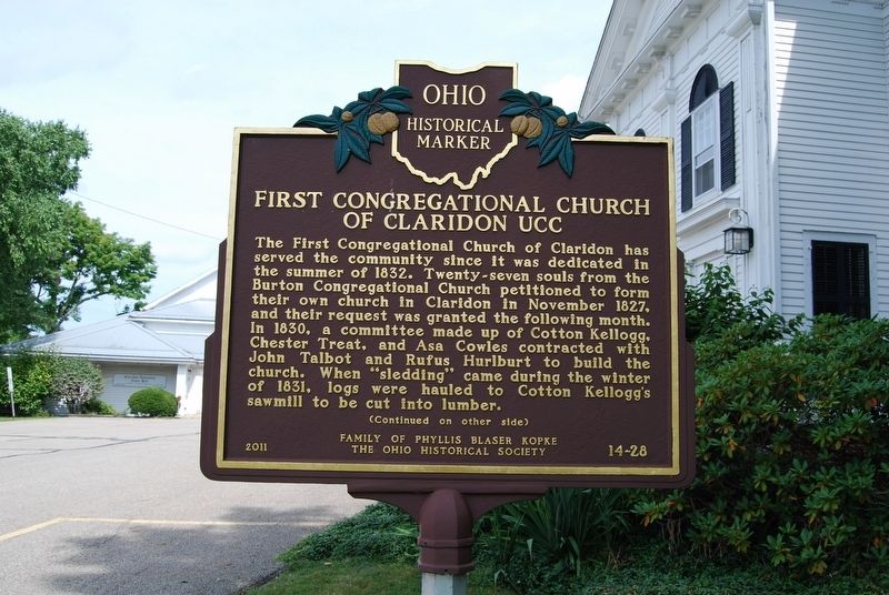 First Congregational Church of Claridon UCC Marker image. Click for full size.