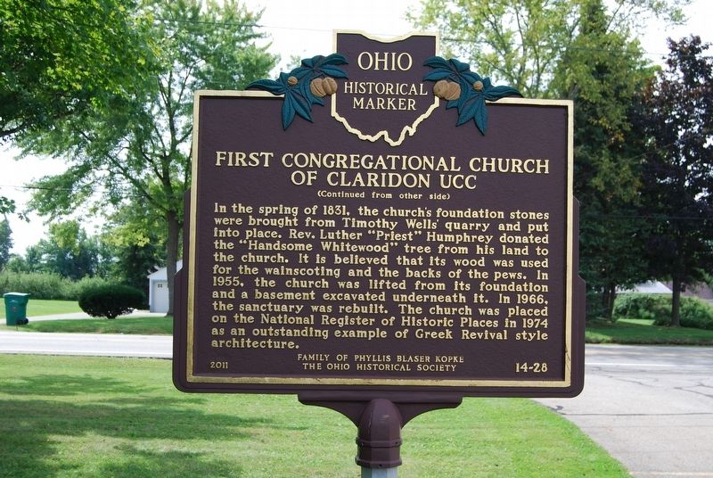 First Congregational Church of Claridon UCC Marker image. Click for full size.