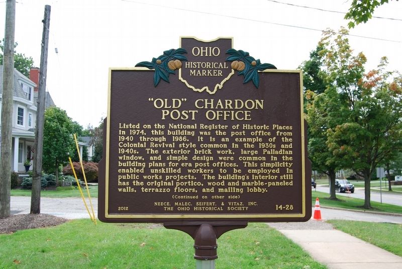 "Old" Chardon Post Office Marker image. Click for full size.