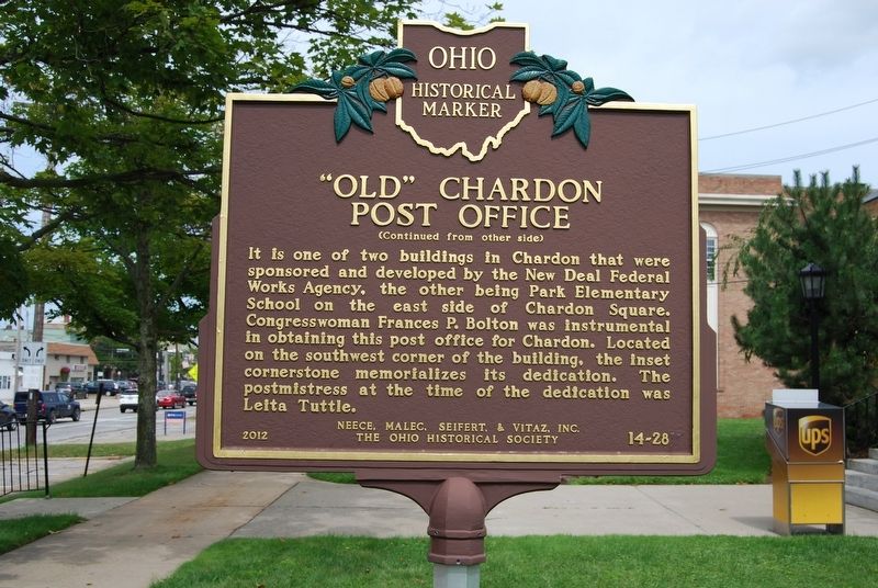 "Old" Chardon Post Office Marker image. Click for full size.