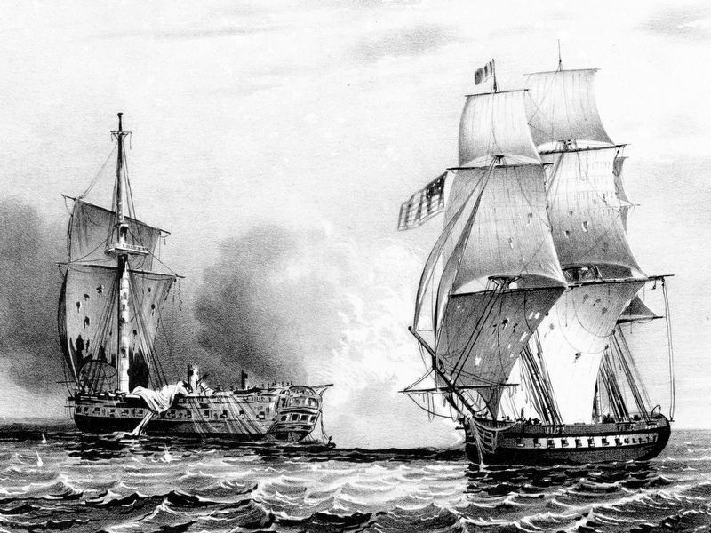 The Capture of HBM. Frigate Java by the U.S. Frigate Constitution image. Click for full size.