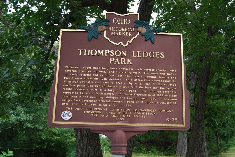 Thompson Ledges Park Marker image. Click for full size.