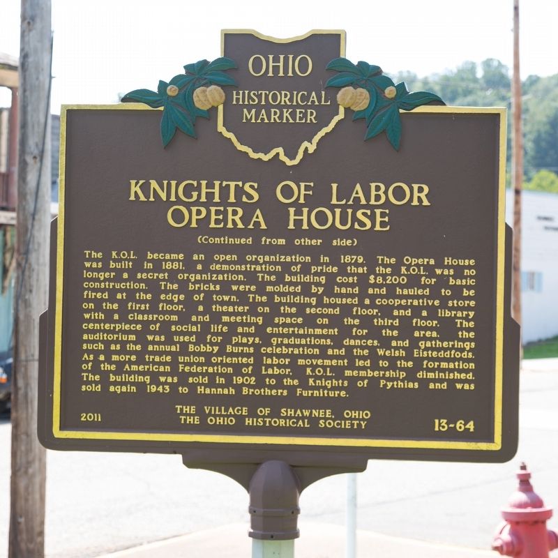 Knights of Labor Opera House Marker, Side Two image. Click for full size.