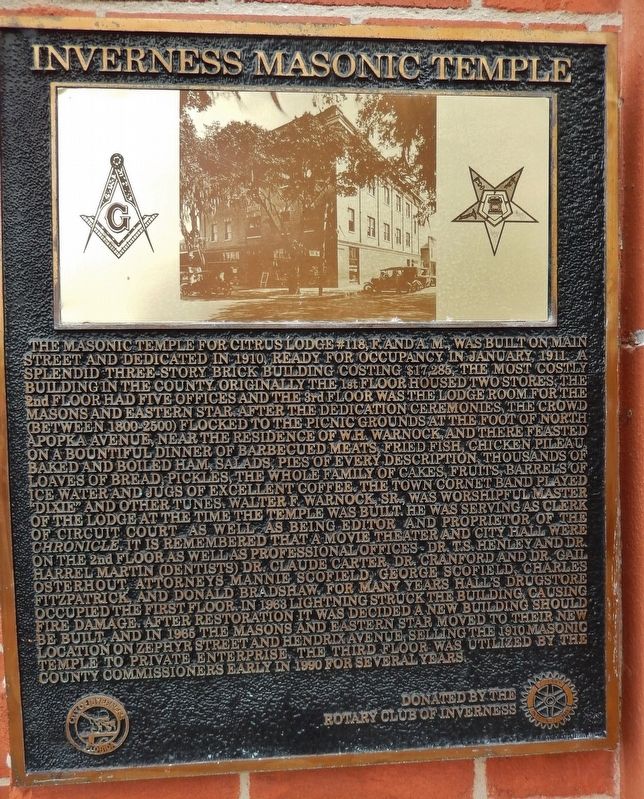 Inverness Masonic Temple Marker image. Click for full size.