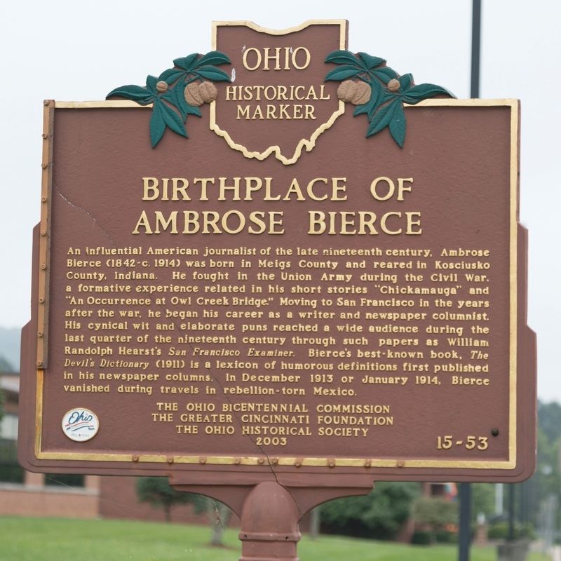 Birthplace of Ambrose Bierce Marker image. Click for full size.