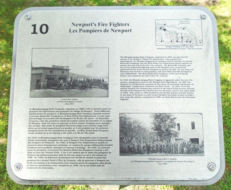 Newport's Fire Fighters / Les Pompiers de Newport Marker image. Click for full size.