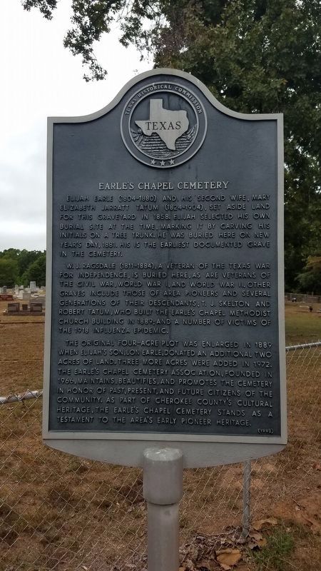Earle's Chapel Cemetery Marker image. Click for full size.