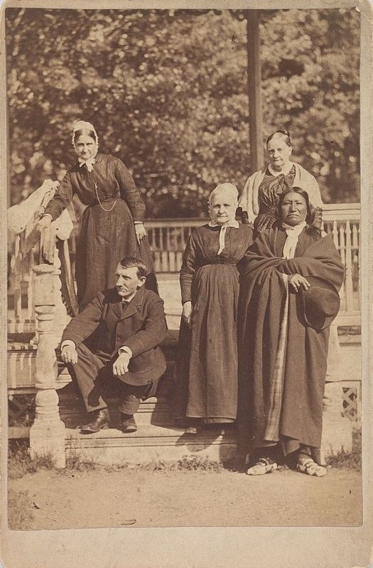 Richard Henry Pratt, Spotted Tail, and three Quaker women at the Carlisle Indian School image. Click for full size.