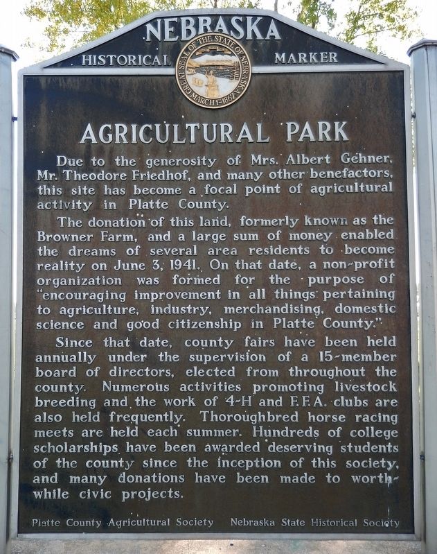 Agricultural Park Marker. Click for full size. Agricultural Park Marker image. Click for full size.