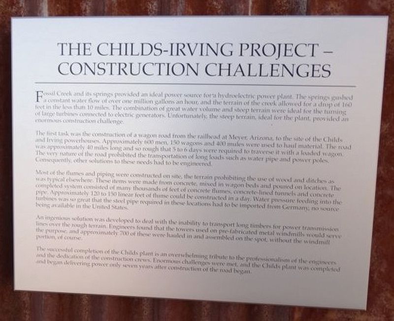 The Childs-Irving Project -Construction Challenges Marker image. Click for full size.