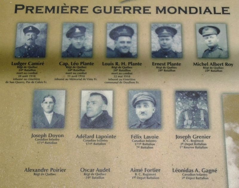 WWI Service Members on Disraeli se souvient Marker. Click for full size. WWI Service Members on Disraeli se souvient Marker image. Click for full size.