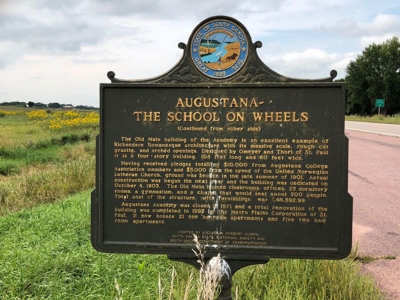 Augustana – The School on Wheels Marker. Click for full size. Augustana – The School on Wheels Marker image. Click for full size.