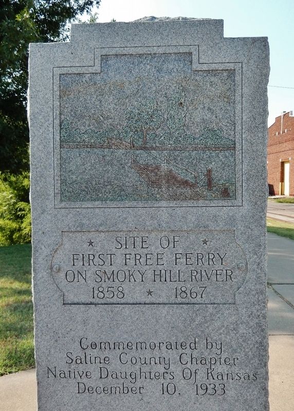 Site of First Free Ferry on Smoky Hill River Marker image. Click for full size.