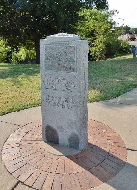 Site of First Free Ferry on Smoky Hill River Marker (<i>tall view</i>) image. Click for full size.