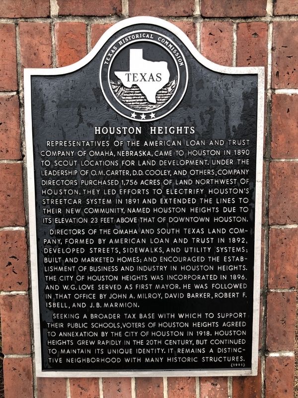 Houston Heights Marker image. Click for full size.