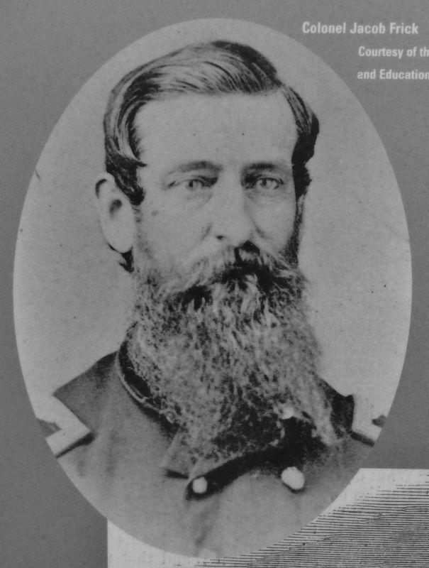 Marker detail: Colonel Jacob Frick image. Click for full size.