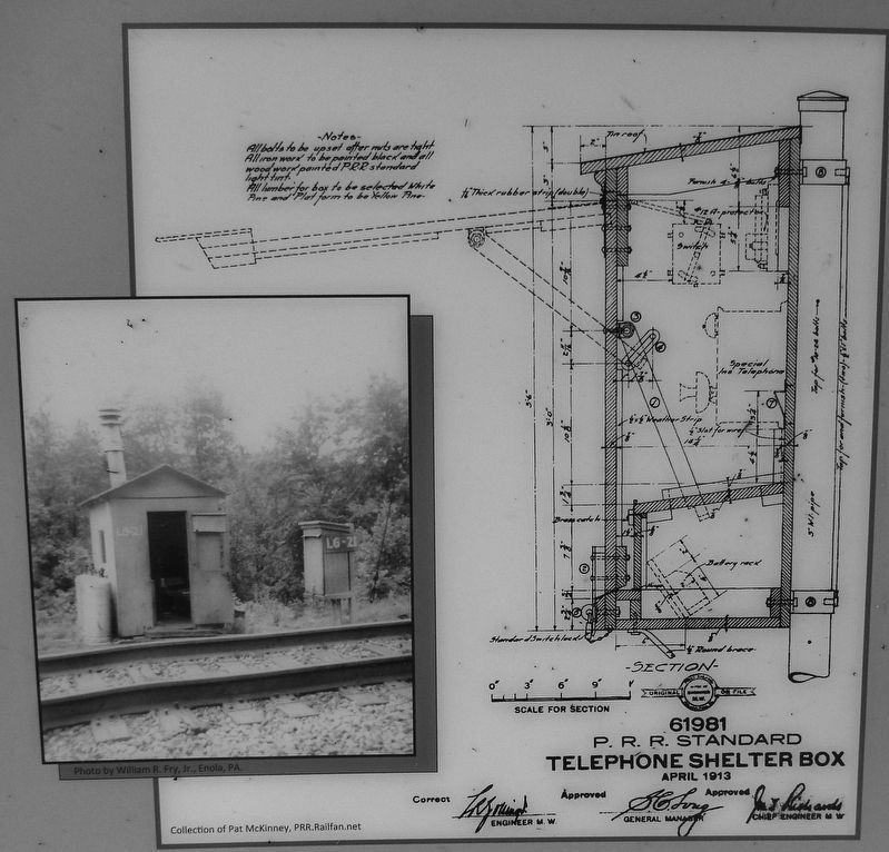 Marker detail: Telephone Shelter Box image. Click for full size.