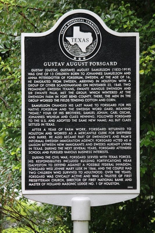 Gustav August Forsgard Marker. Click for full size. Gustav August Forsgard Marker image. Click for full size.