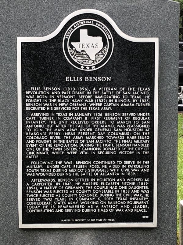 Ellis Benson Marker. Click for full size. Ellis Benson Marker image. Click for full size.