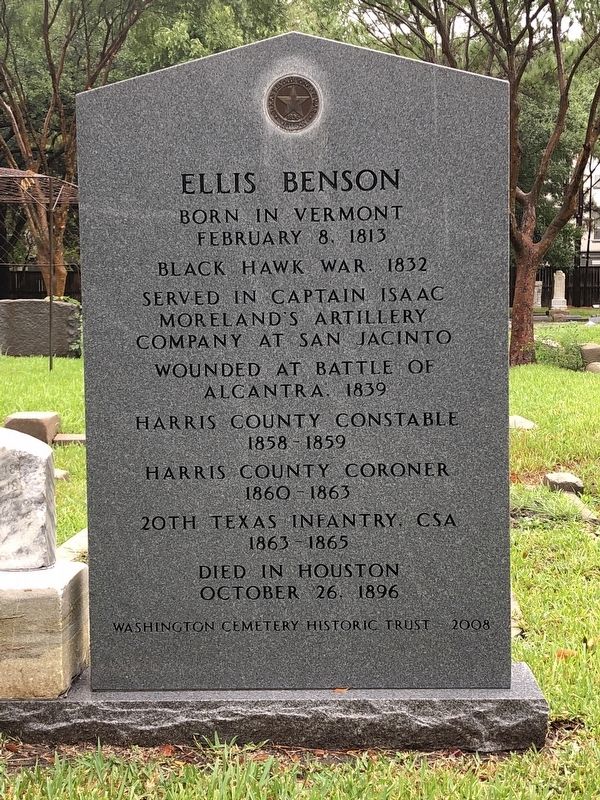Ellis Benson Grave Marker. Click for full size. Ellis Benson Grave Marker image. Click for full size.