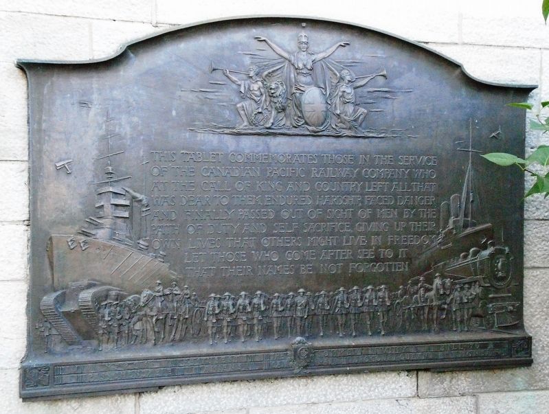 Canadian Pacific Railway Company World War I Memorial Marker. Click for full size. Canadian Pacific Railway Company World War I Memorial Marker image. Click for full size.