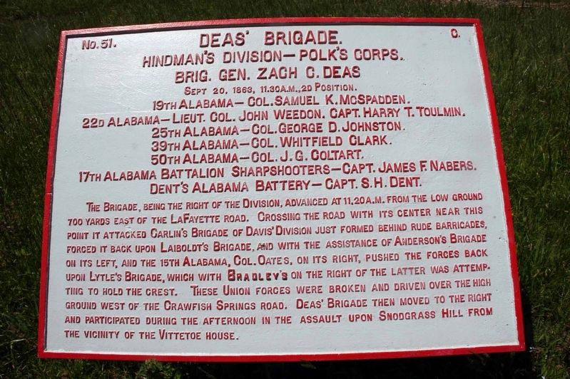 Deas’ Brigade Marker. Click for full size. Deas’ Brigade Marker image. Click for full size.