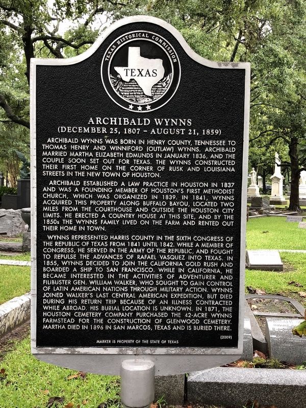 Archibald Wynns Marker. Click for full size. Archibald Wynns Marker image. Click for full size.