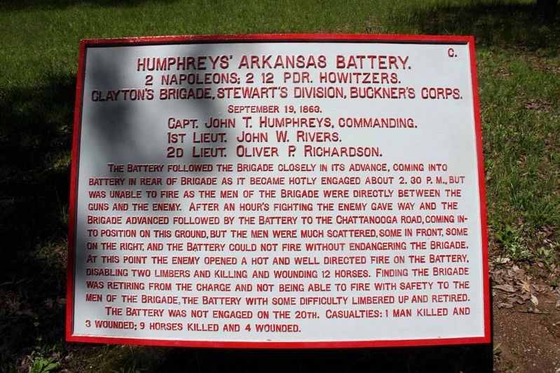 Humphreys Arkansas Battery Marker image. Click for full size.