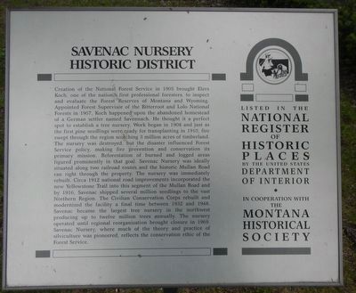 Savenac Nursery Historic District Marker image. Click for full size.