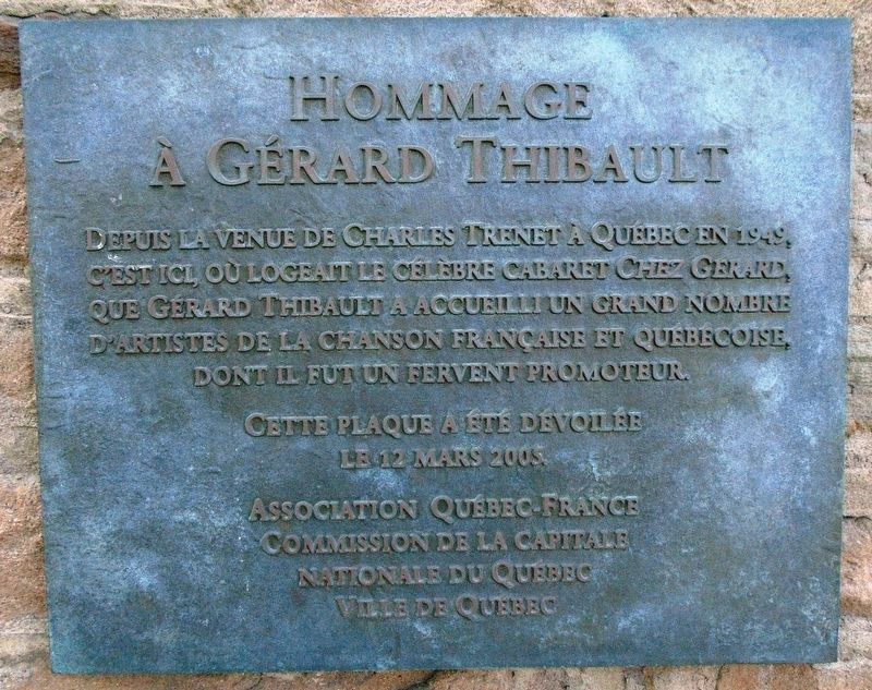 Hommage à Gérard Thibault Marker. Click for full size. Hommage à Gérard Thibault Marker image. Click for full size.