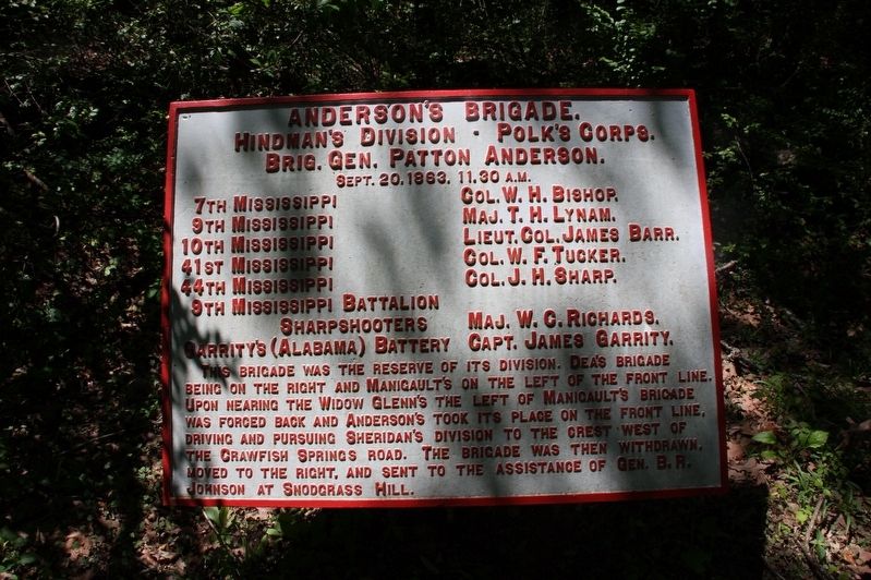 Anderson's Brigade Marker. Click for full size. Anderson's Brigade Marker image. Click for full size.