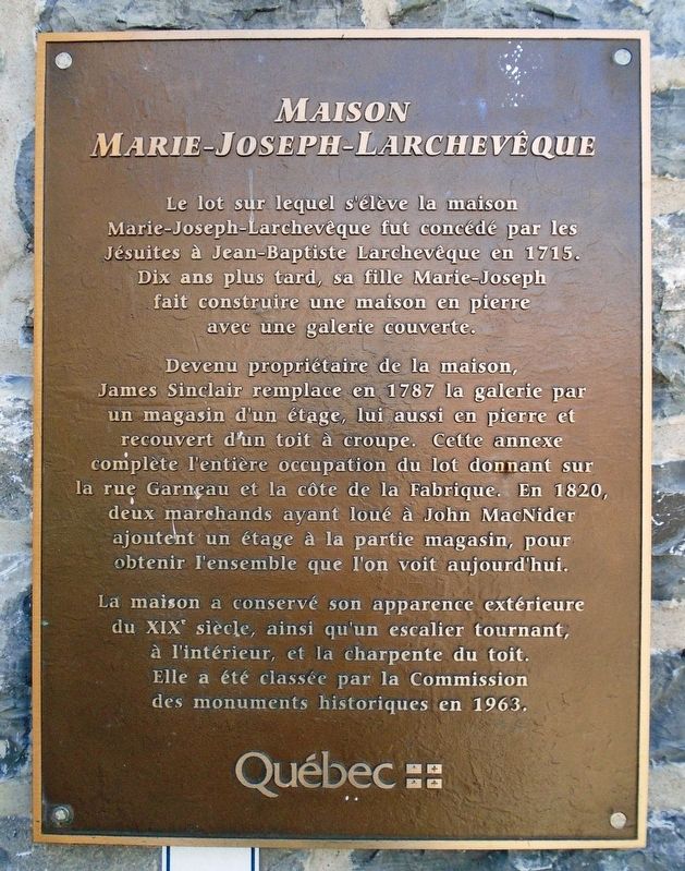 Maison Marie-Joseph-Larchev�que Marker image. Click for full size.