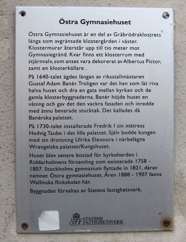 stra Gymnasiehuset / Eastern High School building Marker image. Click for full size.