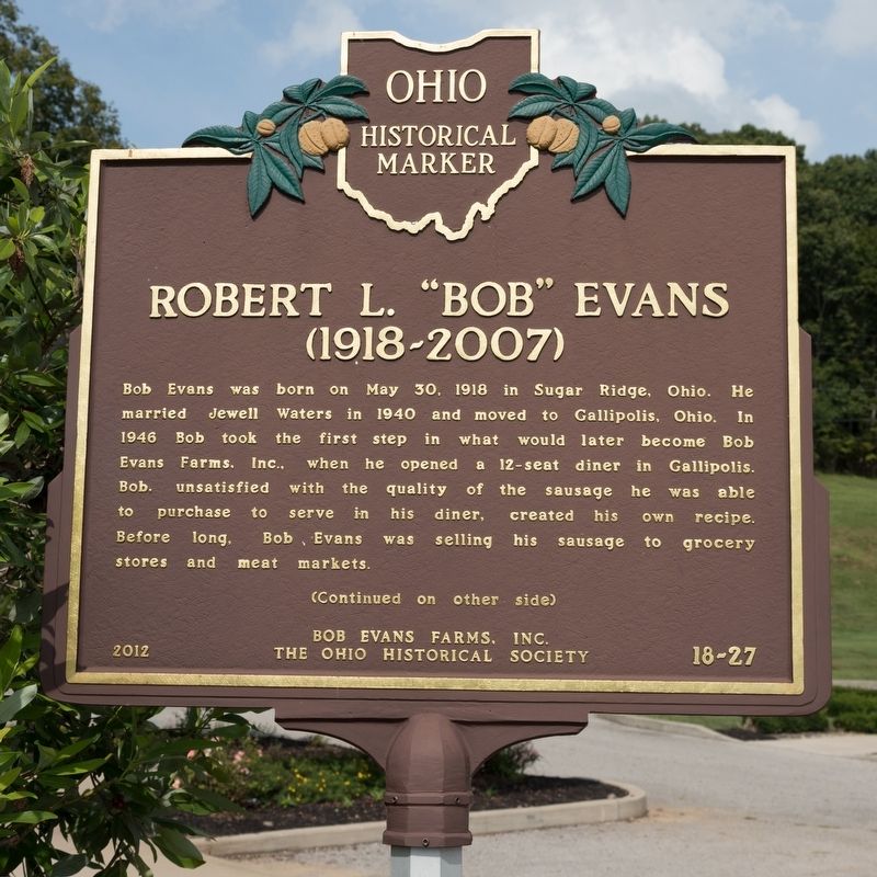 Robert L. “Bob” Evans Marker, Side One image. Click for full size.