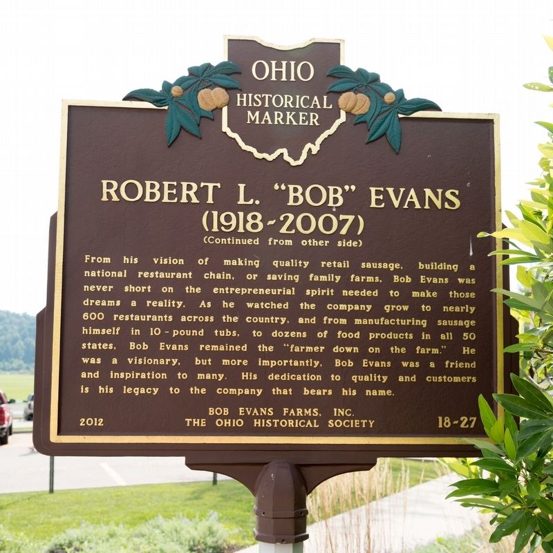 Robert L. “Bob” Evans Marker, Side Two image. Click for full size.