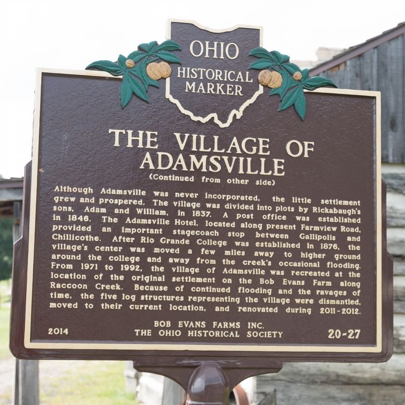 The Village of Adamsville Marker, side two image. Click for full size.