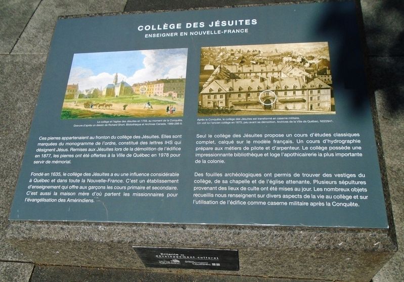 Collège des Jésuites / Jesuit College Marker. Click for full size. Collège des Jésuites / Jesuit College Marker image. Click for full size.