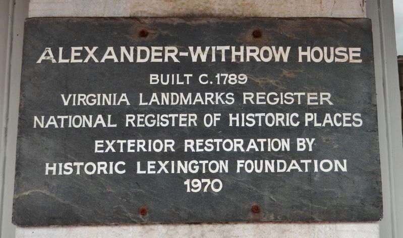 The Alexander-Withrow House Plaque (<i>mounted at eye-level on front center pillar</i>) image. Click for full size.